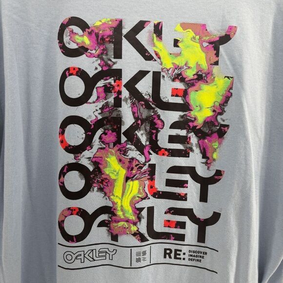 Oakley Standard Wynwood Bark Rc Blue Tee Shirt Mens XL EUC - Picture 1 of 4
